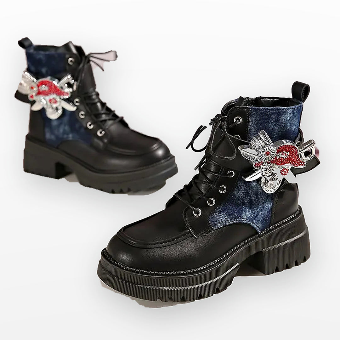 Noctelle Butterfly Lace Up Boots