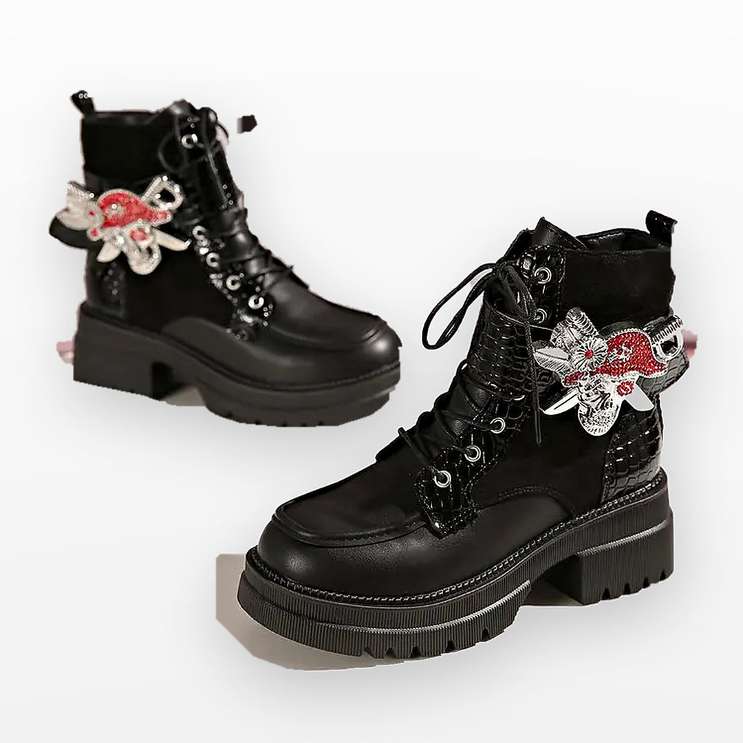 Noctelle Butterfly Lace Up Boots