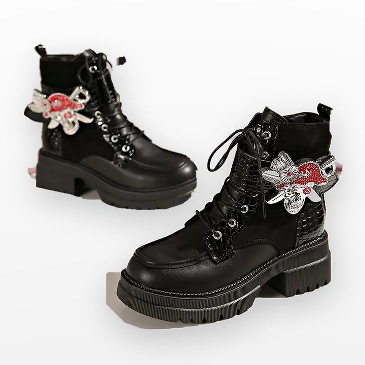 Noctelle Butterfly Lace Up Boots