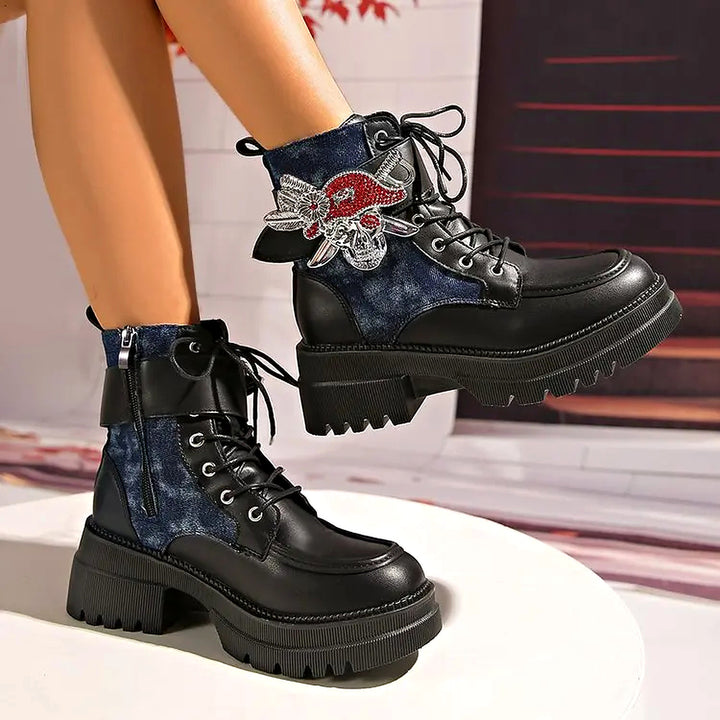 Noctelle Butterfly Lace Up Boots