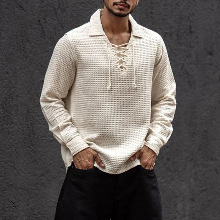 Santorini Lace Knit Polo Sweater