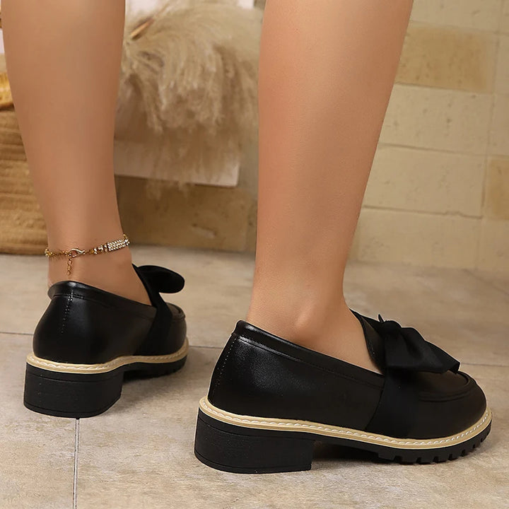 Velmira Gloss Bow Platform Loafers