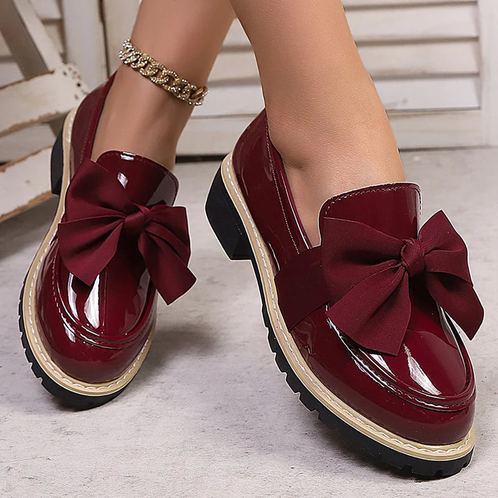 Velmira Gloss Bow Platform Loafers