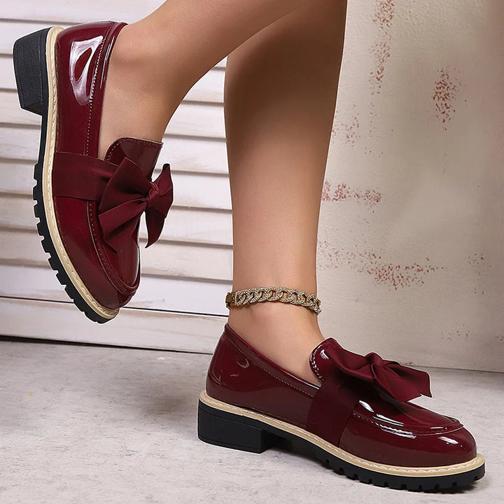 Velmira Gloss Bow Platform Loafers