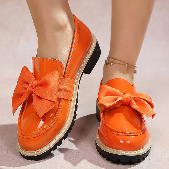 Velmira Gloss Bow Platform Loafers