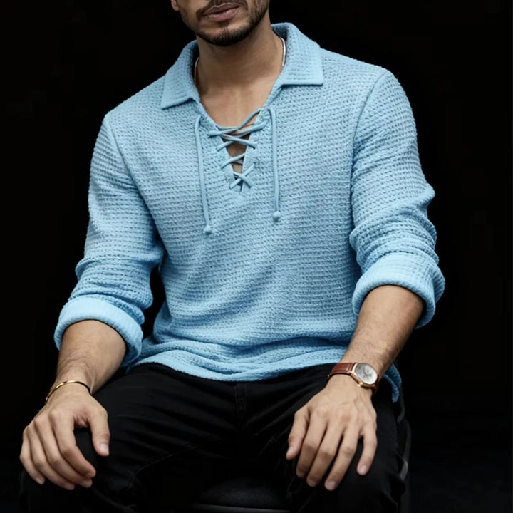 Santorini Lace Knit Polo Sweater