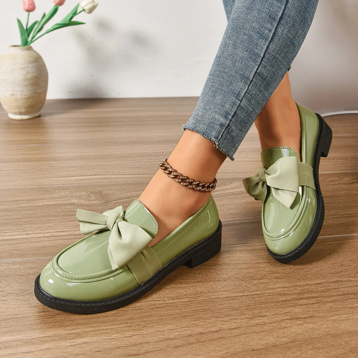 Veloura Gloss Bow Platform Loafers