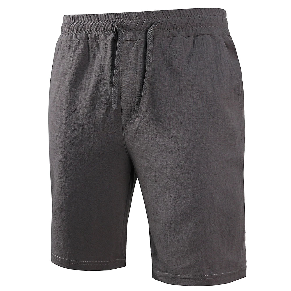 Men's Cotton Linen Shorts | Lightweight Breathable Summer Essential | Classic Solid Style