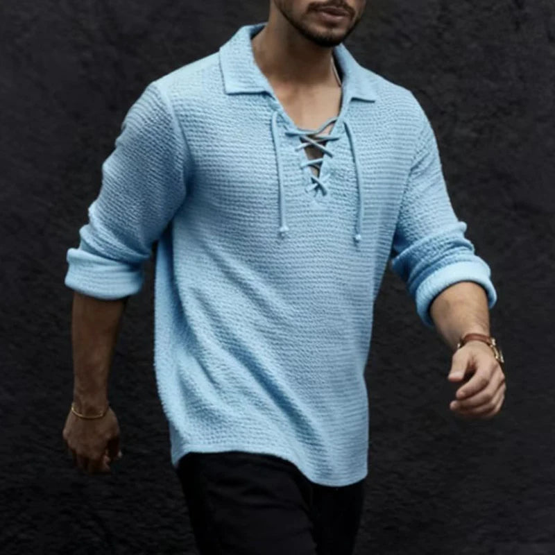 Santorini Lace Knit Polo Sweater