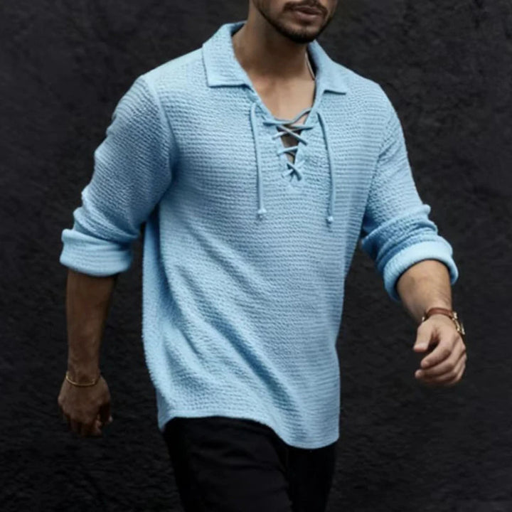 Santorini Lace Knit Polo Sweater