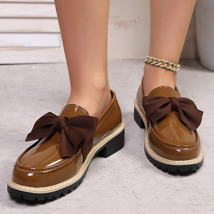 Velmira Gloss Bow Platform Loafers