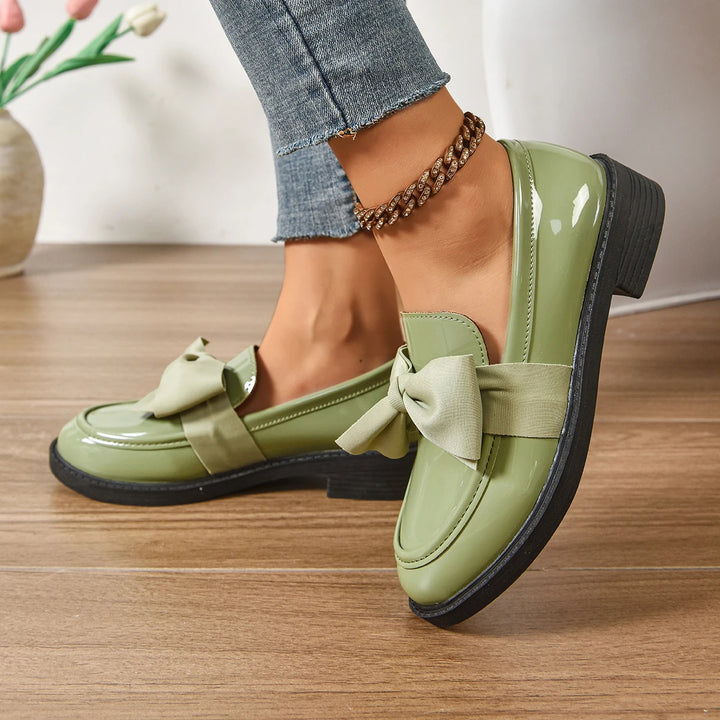 Veloura Gloss Bow Platform Loafers