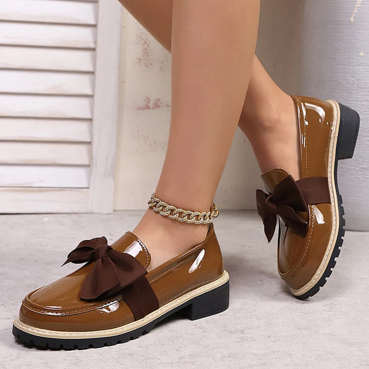 Velmira Gloss Bow Platform Loafers