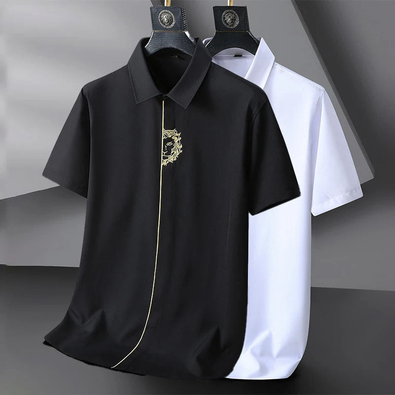 Men's Cotton Blend Embroidered Shirt | Casual Oversized Summer Essential