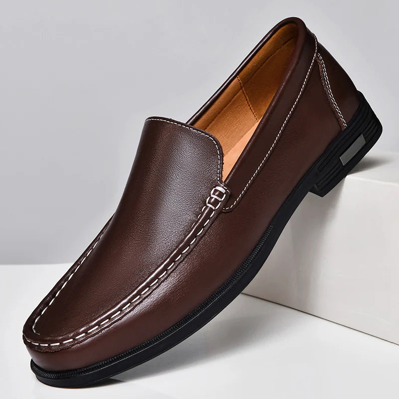 Corden Stitched Leather Loafers