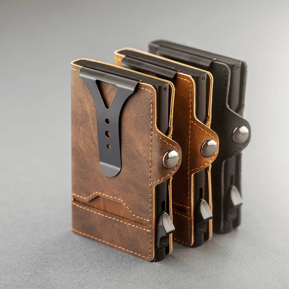 Bramwell slim RFID card wallet with pop-up holder