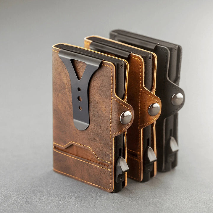 Bramwell slim RFID card wallet with pop-up holder