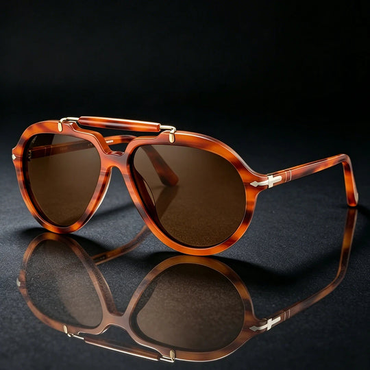 Valeria tortoise aviator sunglasses with warm frame finish