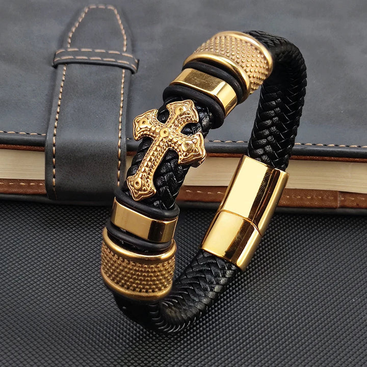 Aurel Cross Leather Bracelet