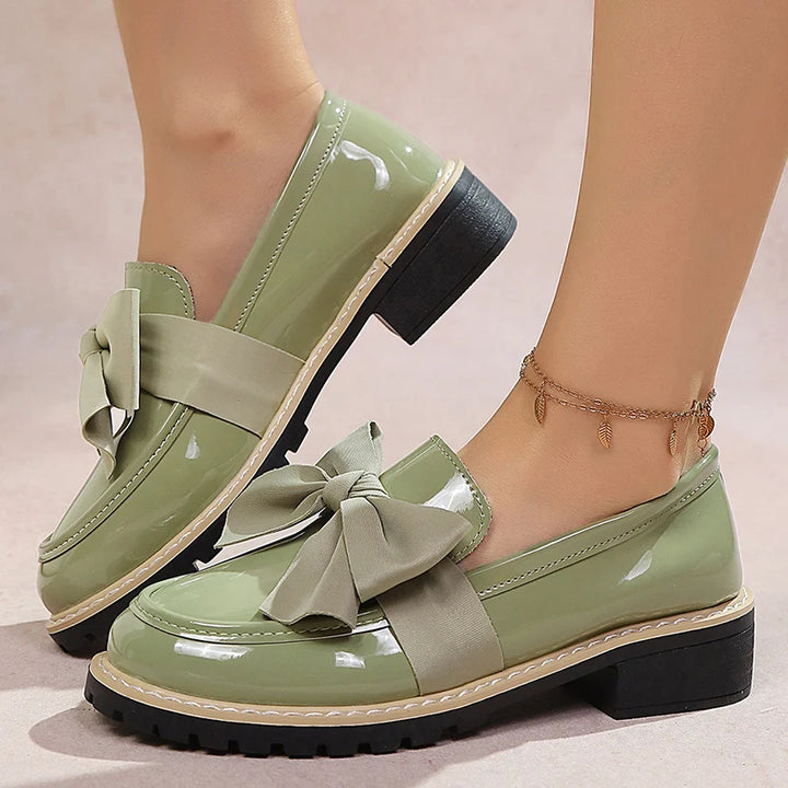 Velmira Gloss Bow Platform Loafers