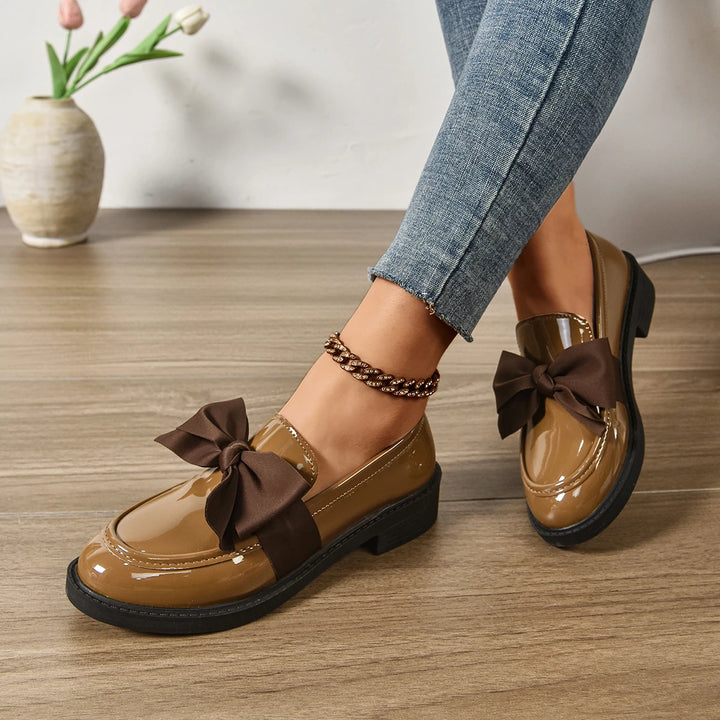 Veloura Gloss Bow Platform Loafers