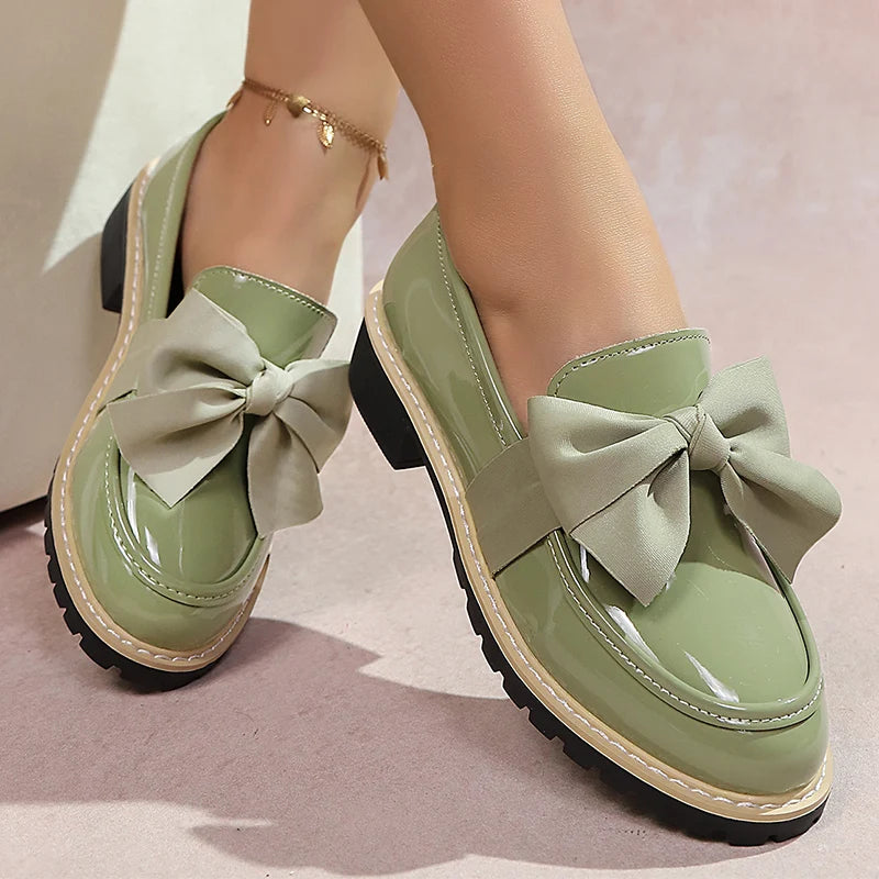 Velmira Gloss Bow Platform Loafers