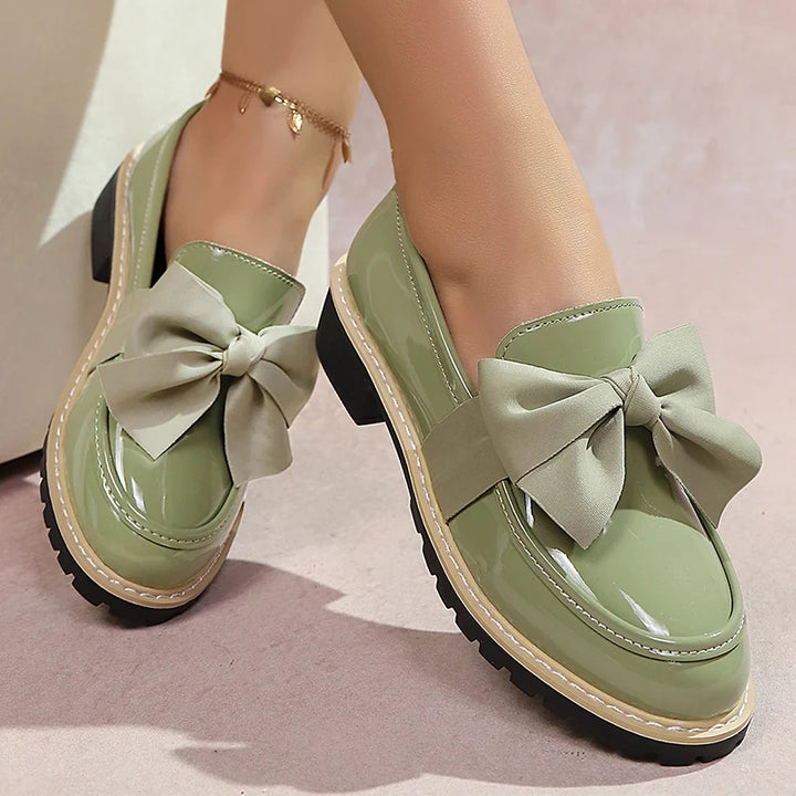 Velmira Gloss Bow Platform Loafers