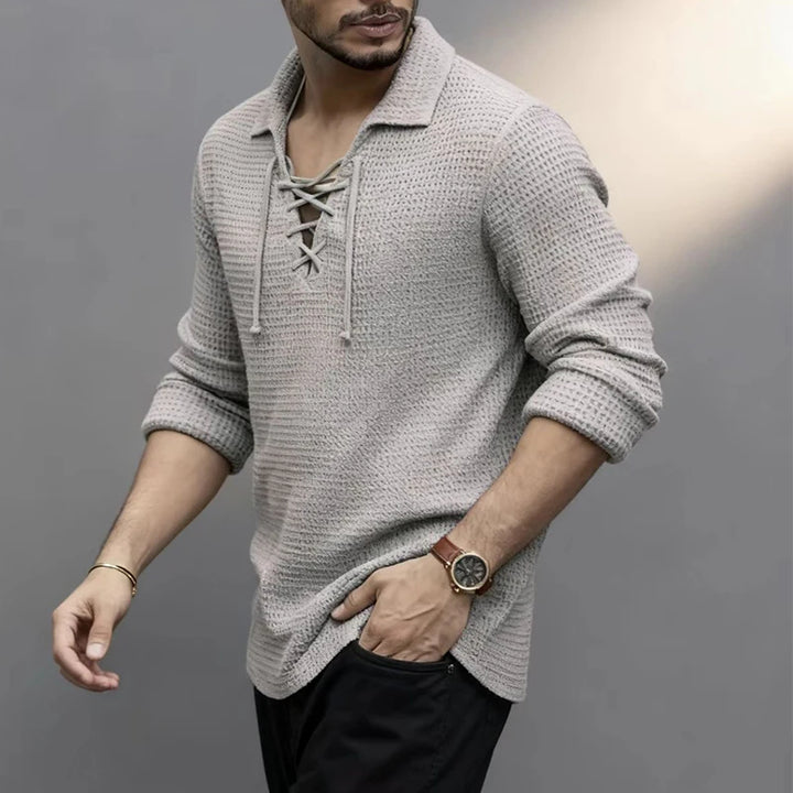 Santorini Lace Knit Polo Sweater