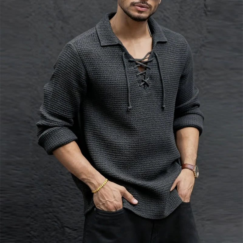 Santorini Lace Knit Polo Sweater