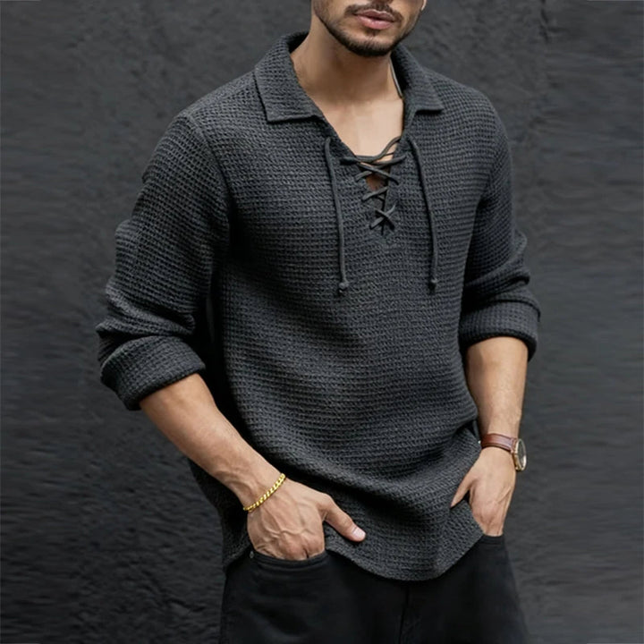 Santorini Lace Knit Polo Sweater
