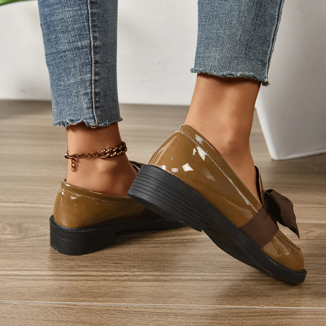 Veloura Gloss Bow Platform Loafers