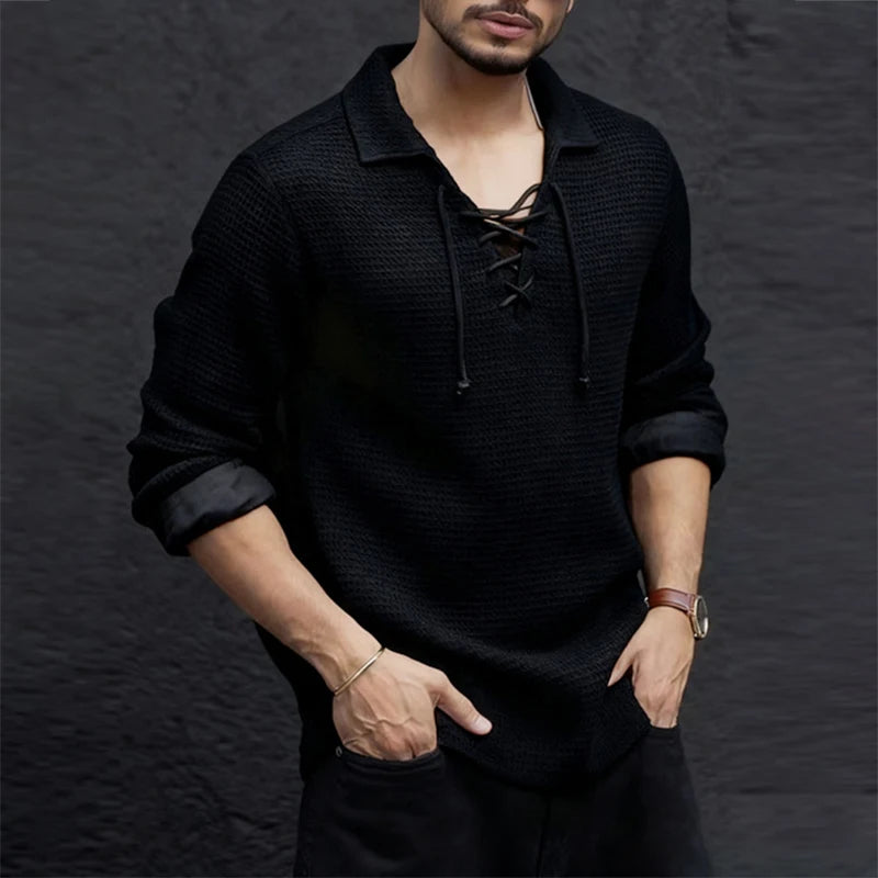 Santorini Lace Knit Polo Sweater