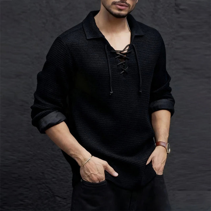 Santorini Lace Knit Polo Sweater