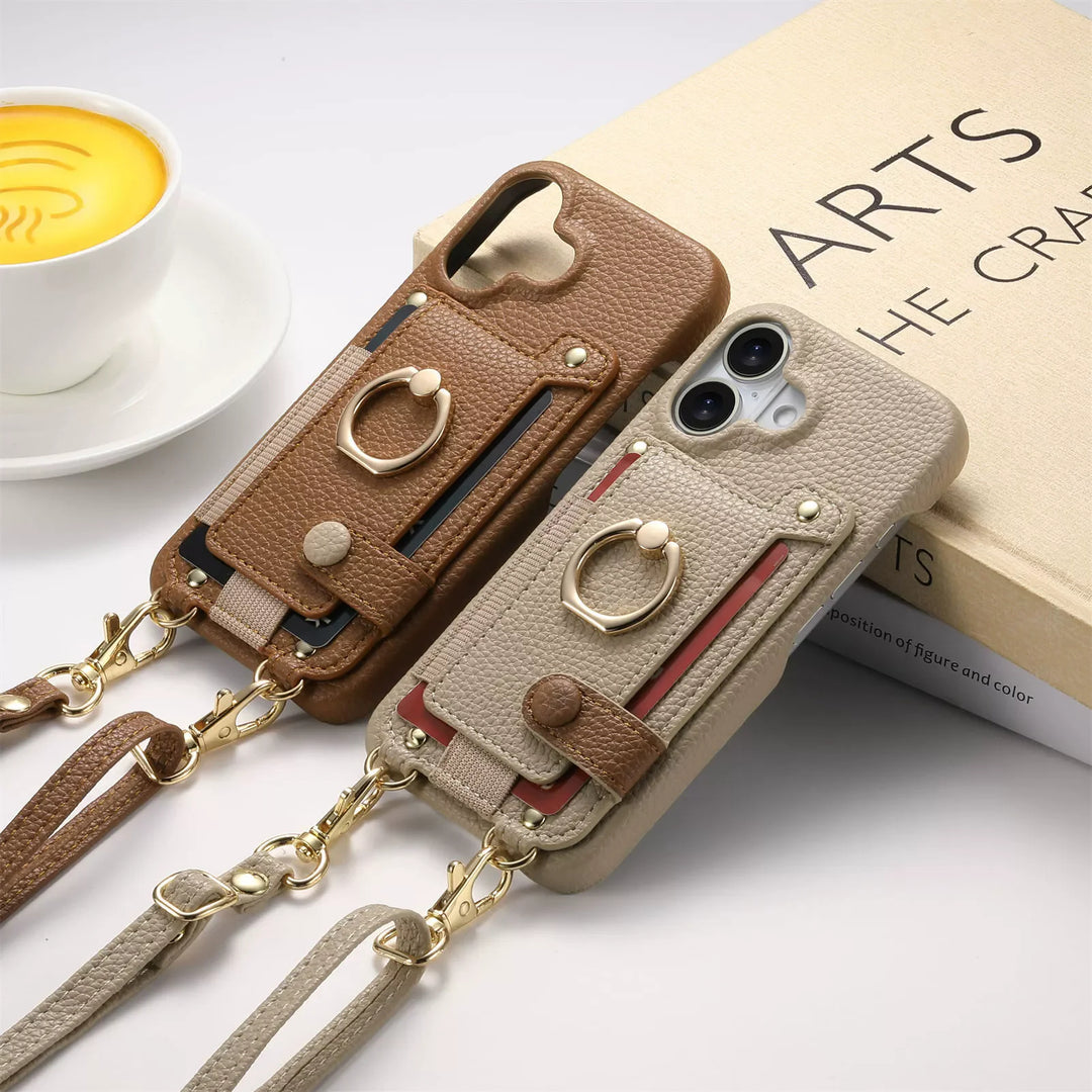 Marcelline Crossbody Leather Wallet iPhone Case