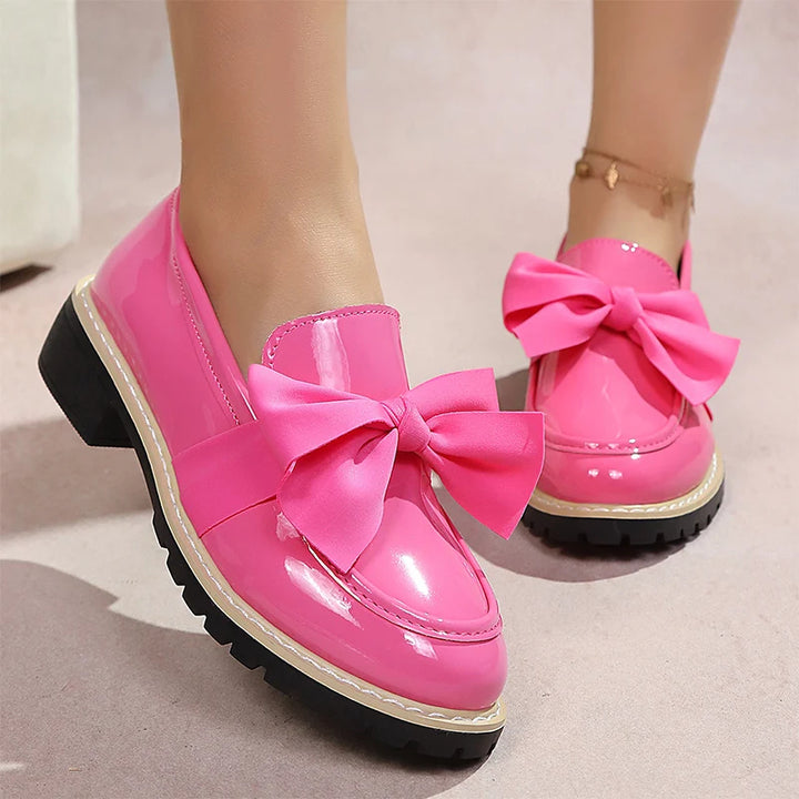Velmira Gloss Bow Platform Loafers