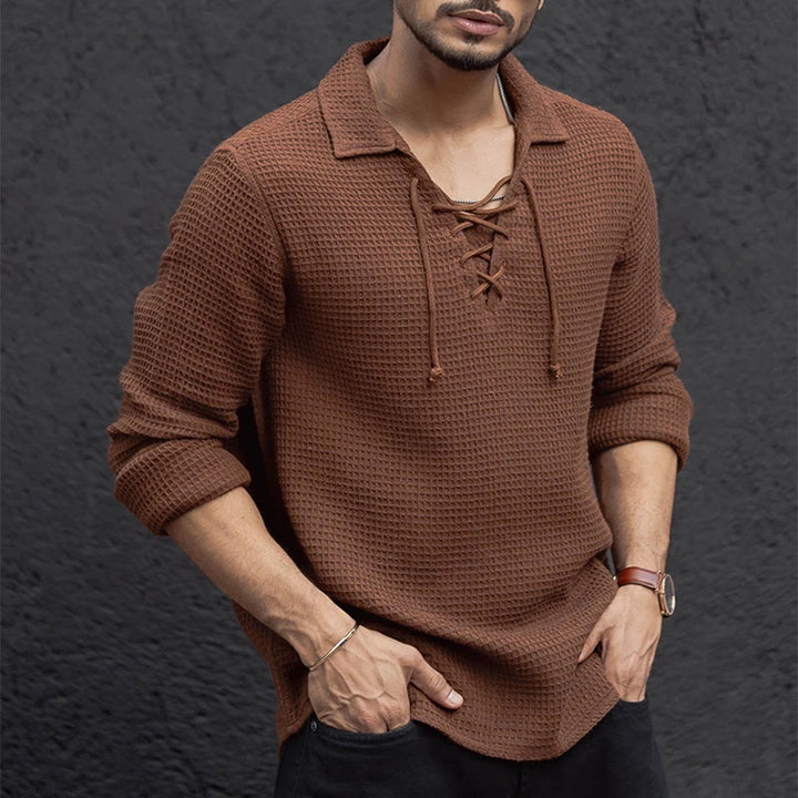 Santorini Lace Knit Polo Sweater