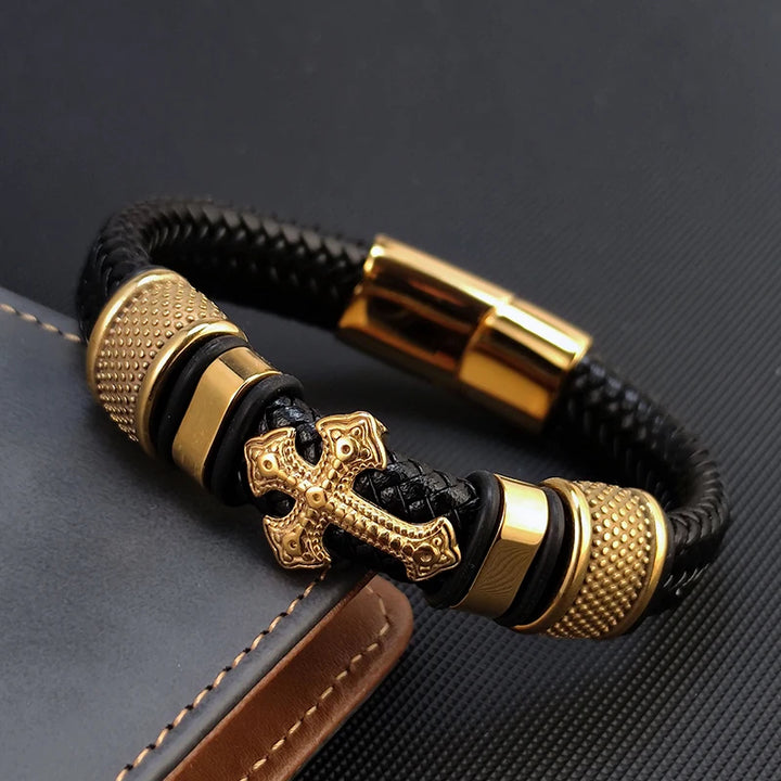 Aurel Cross Leather Bracelet