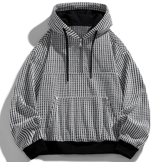 Danton plaid zip jacket with hooded streetwear shape