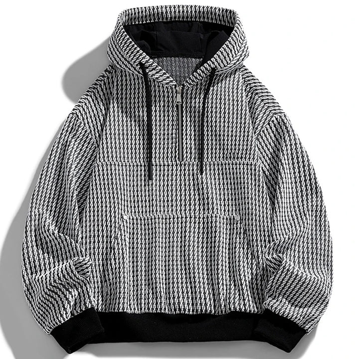 Danton plaid zip jacket with hooded streetwear shape