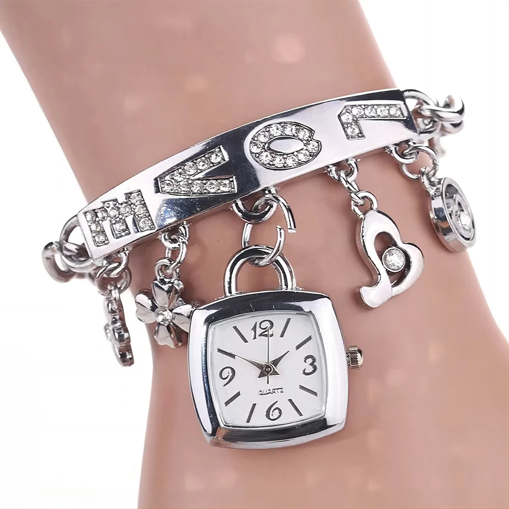 Lustre Rhinestone Charm Watch Bracelet