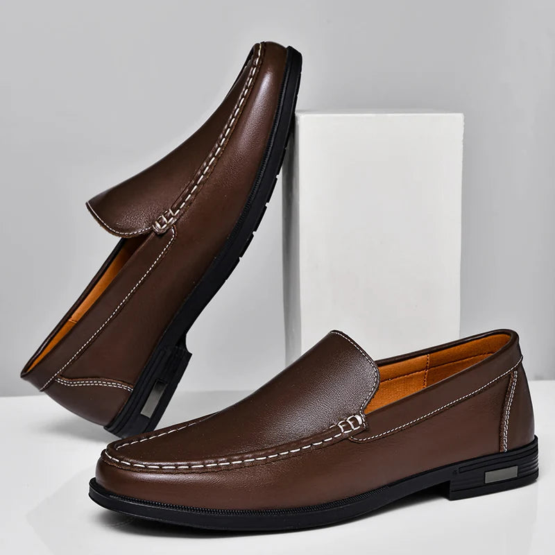 Corden Stitched Leather Loafers