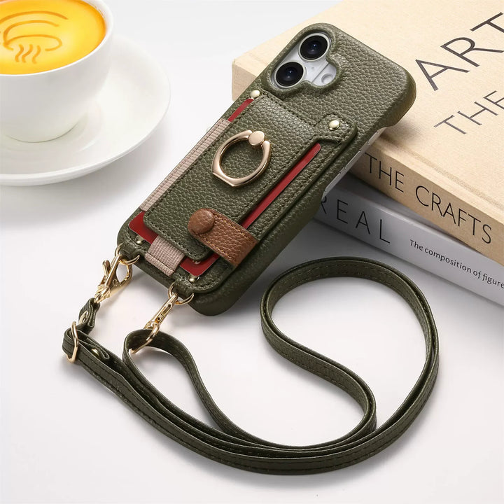 Marcelline Crossbody Leather Wallet iPhone Case