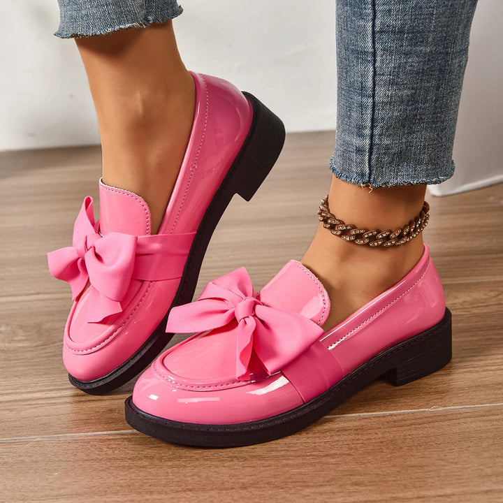 Veloura Gloss Bow Platform Loafers