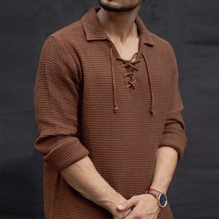 Santorini Lace Knit Polo Sweater