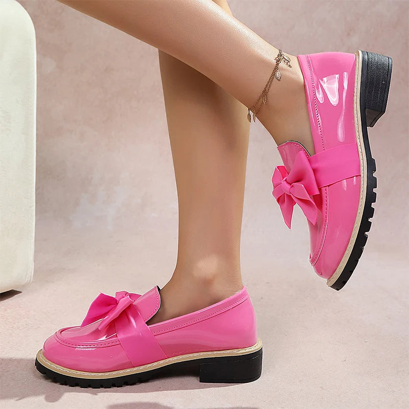 Velmira Gloss Bow Platform Loafers