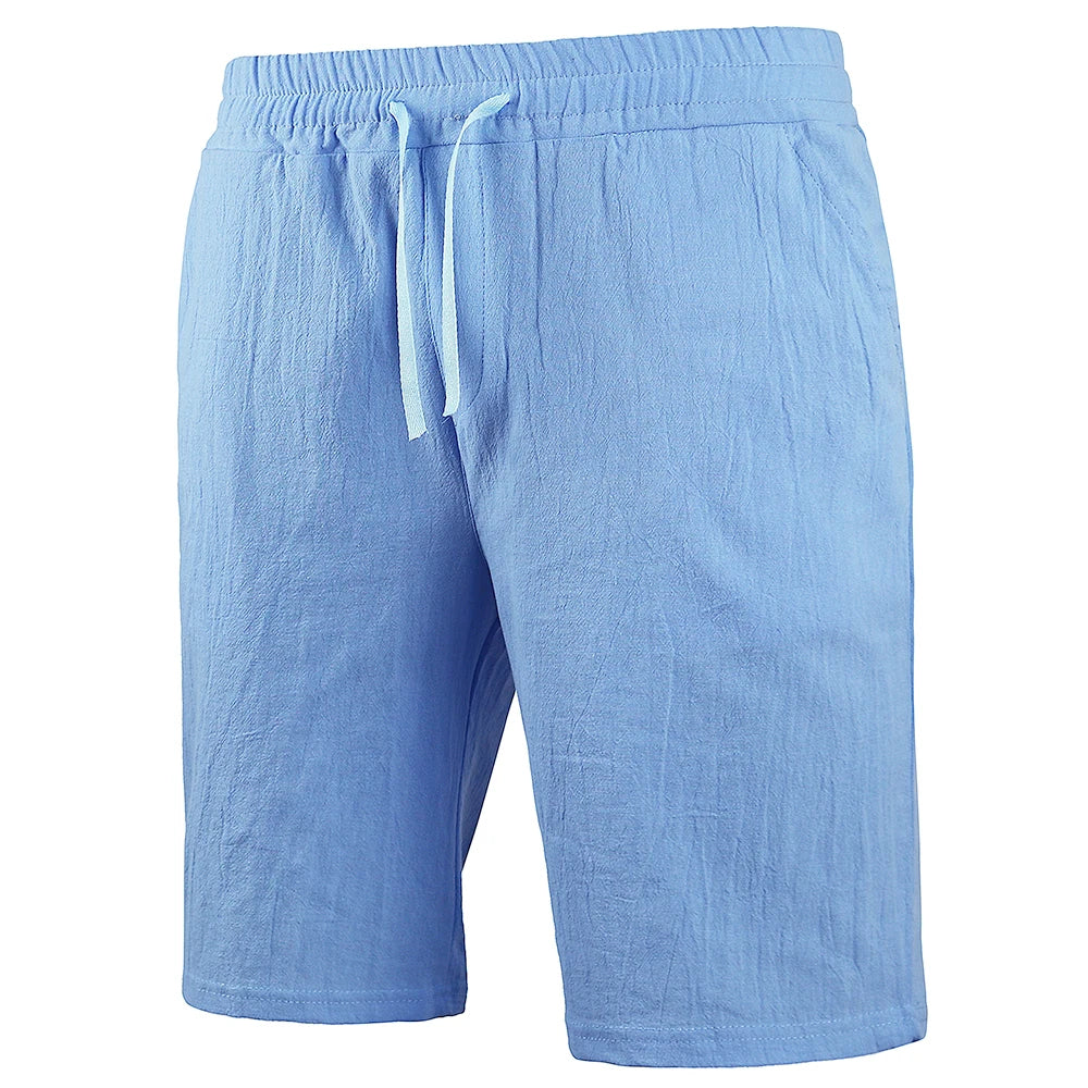 Men's Cotton Linen Shorts | Lightweight Breathable Summer Essential | Classic Solid Style