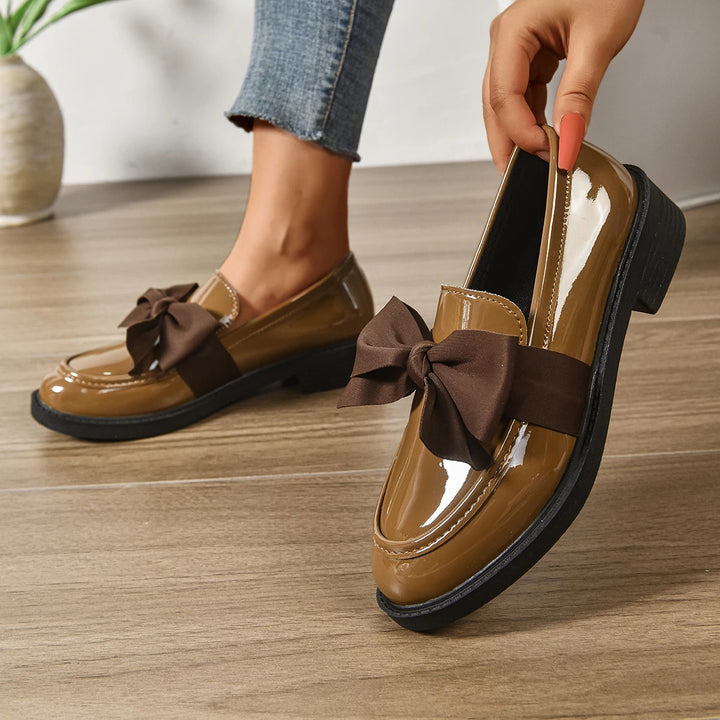 Veloura Gloss Bow Platform Loafers