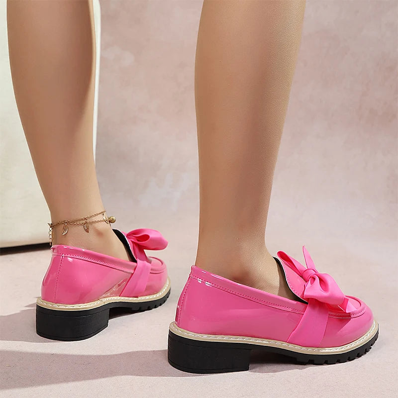 Velmira Gloss Bow Platform Loafers
