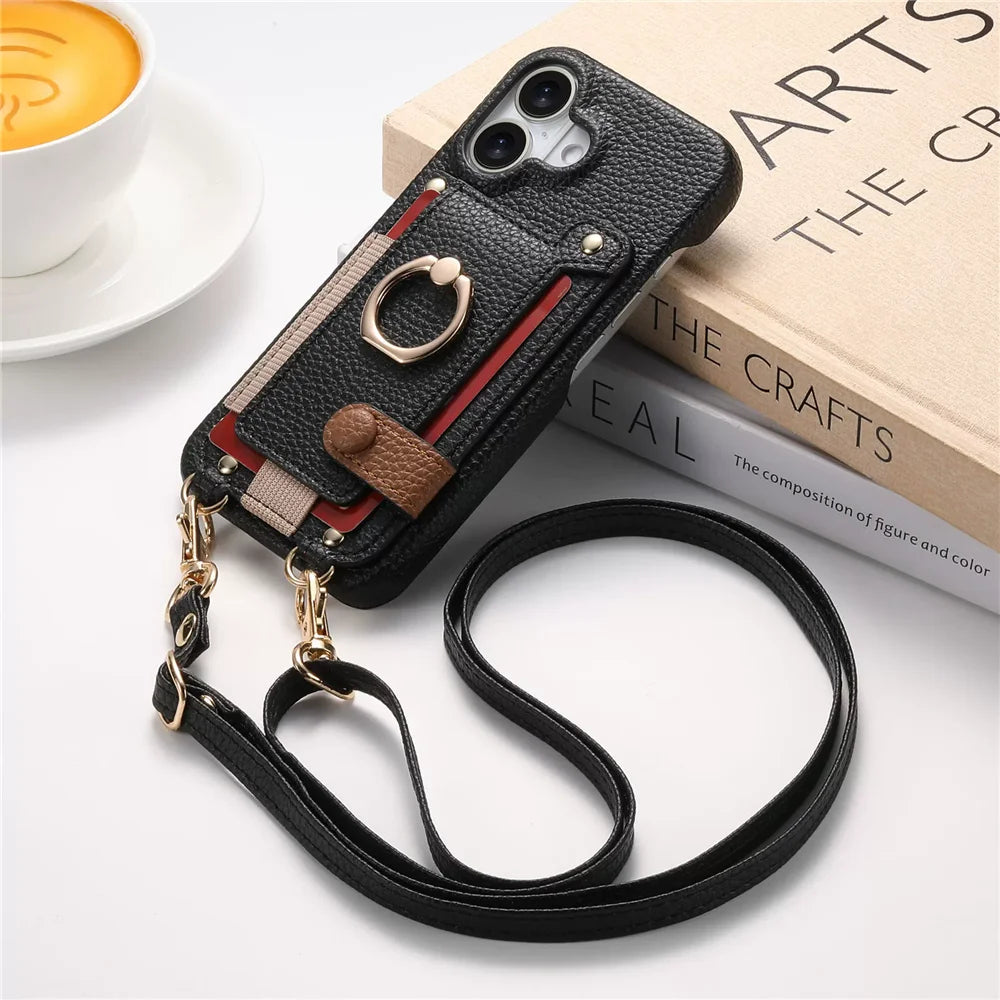 Marcelline Crossbody Leather Wallet iPhone Case