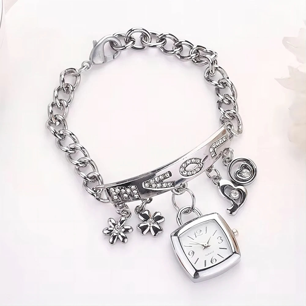 Lustre Rhinestone Charm Watch Bracelet